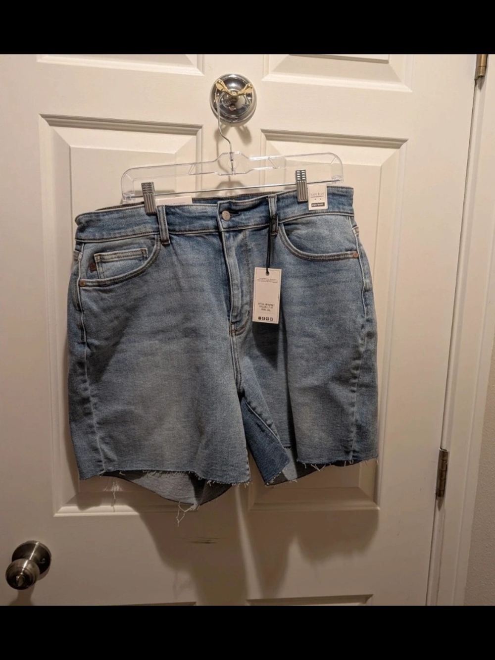 Judy Blue 2x Light Blue Raw Hem Denim Shorts